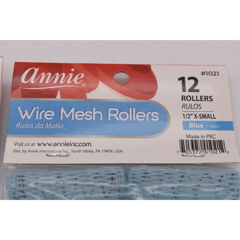 Annie Wire Mesh Rollers – X-Small 12 Count Blue - 1/2